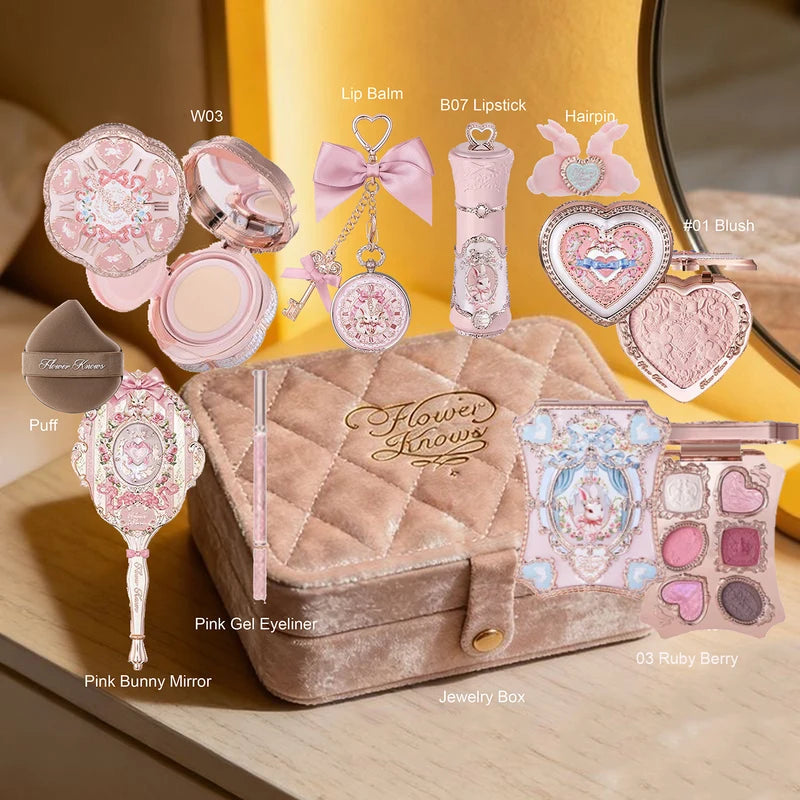 Vegan Makeup Set with Palette Blush Lipstick & Brushes - All Variants