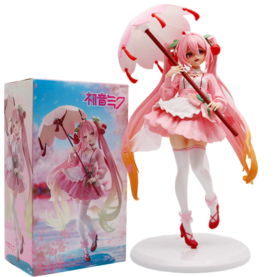 Anime Figure Hatsune Miku Sakura Ver. Desktop Ornament with Hoodie Umbrella - 19-23cm