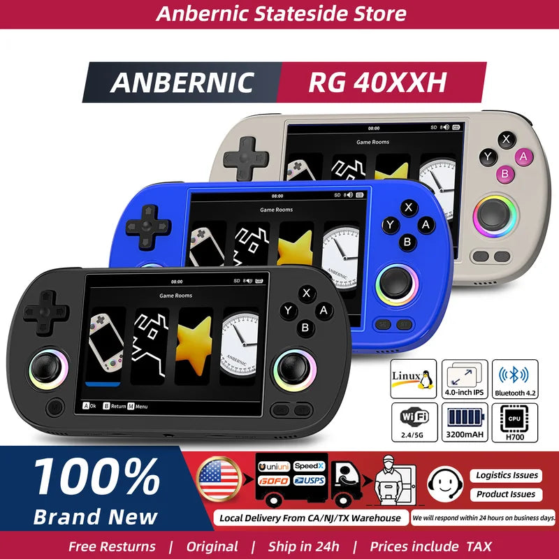 Handheld Game Console with 4-Inch Screen Linux System RGB Lighting