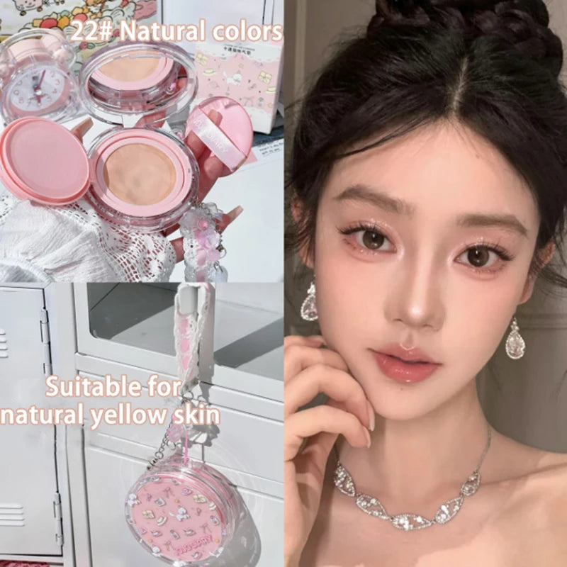 Cute Cat Air Cushion BB Cream - Hydrating High Coverage Foundation with Moisturizing Concealer, Oil Control, Korean Makeup Base