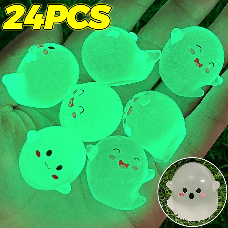 Halloween Luminous Ghost Micro Landscape Ornaments Set - Cute Resin Figurines