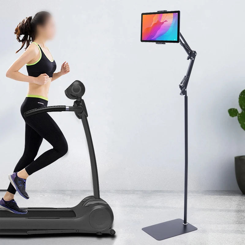 Adjustable 360° Rotating Tablet Floor Stand with Anti-Slip Base for Home Office Gym