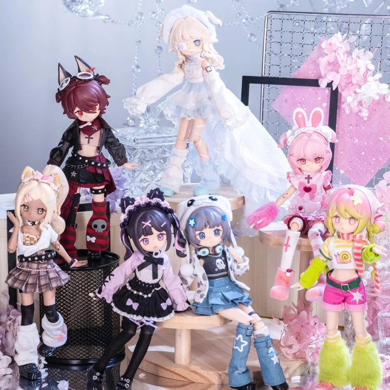 Cute Action Figure Doll Blind Box Toy Set - Movable Joints, Trendy Collectible Gift