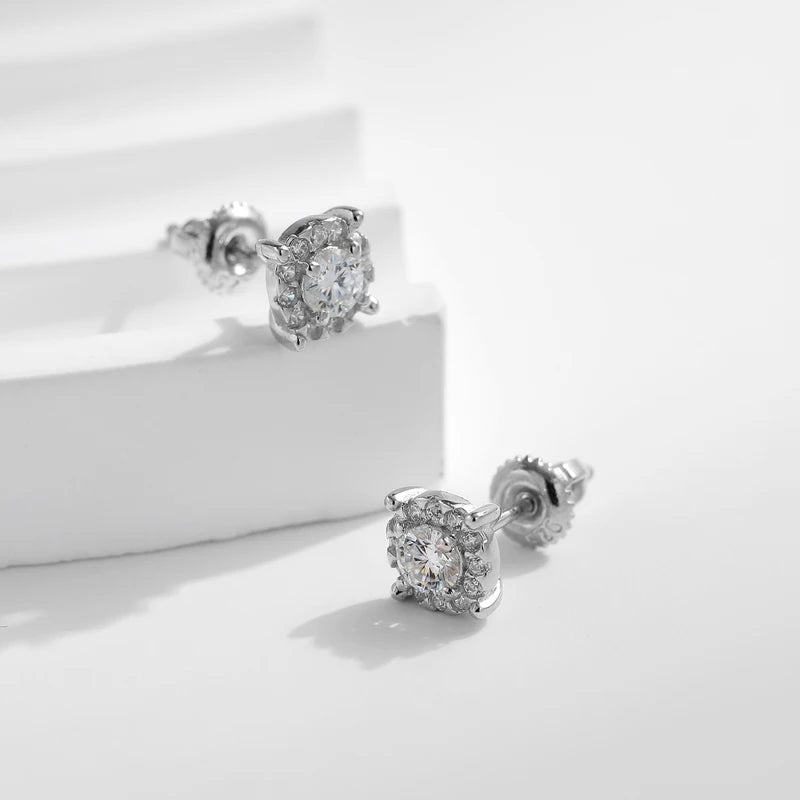 D Color Moissanite Stud Earrings 3.5mm Lab Created Diamond Silver Bridal Jewelry