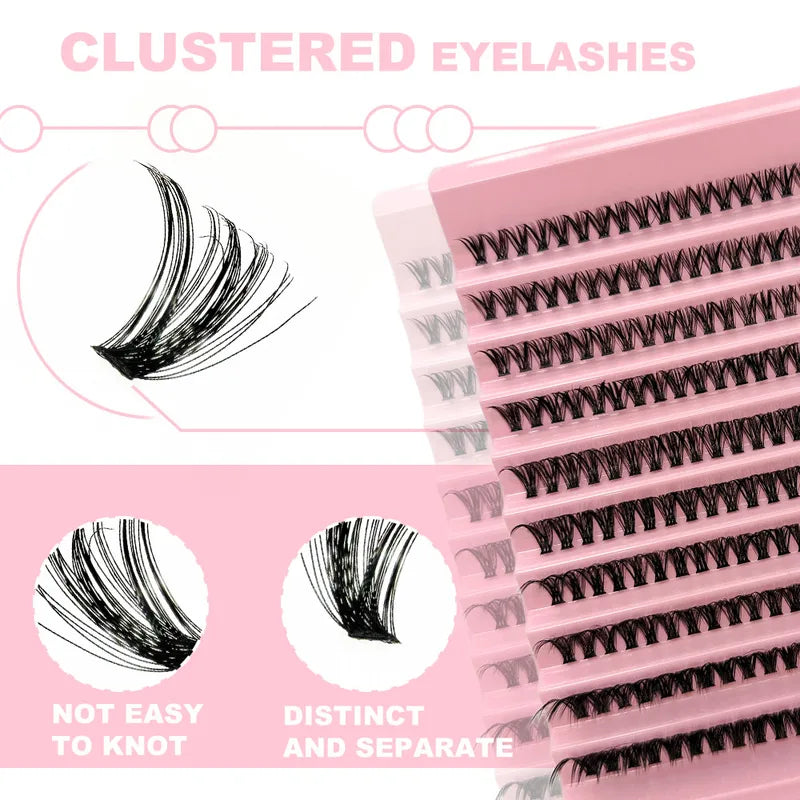 DIY Eyelash Clusters 200 Pieces Natural Wispy Curly Lash Set - 9-16mm Fluffy Personal Lash Extensions