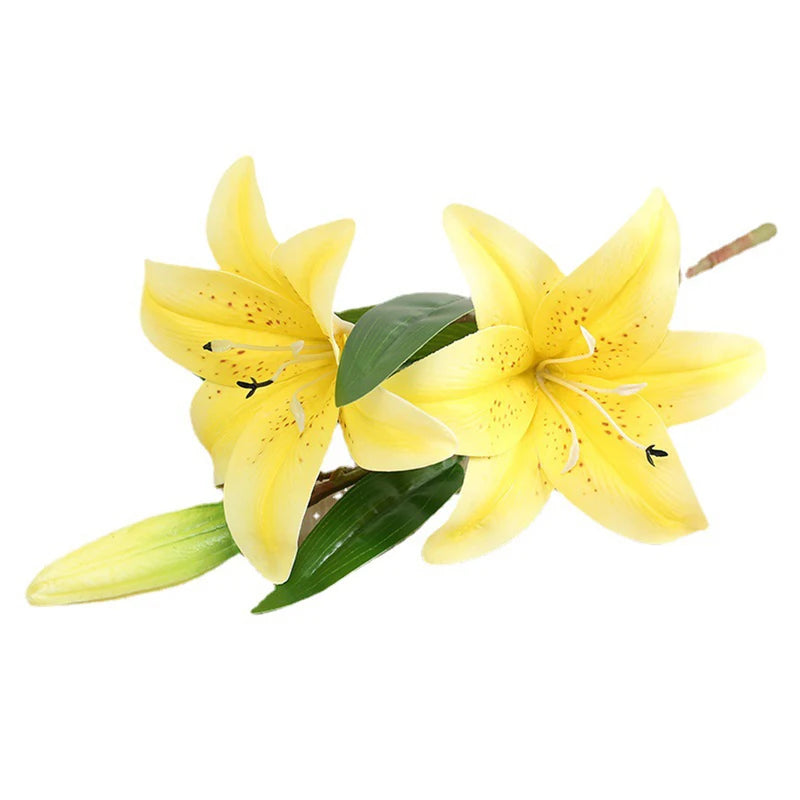 Artificial Lily Branch Flowers - Real Touch White Fake Flowers for Wedding Garden Home Decor