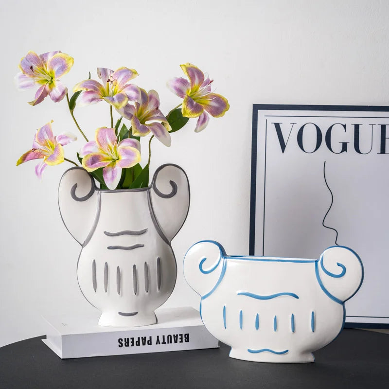 20cm Ceramic Vase Flower Pot Hand Painted Hydroponic Planter Home Decor