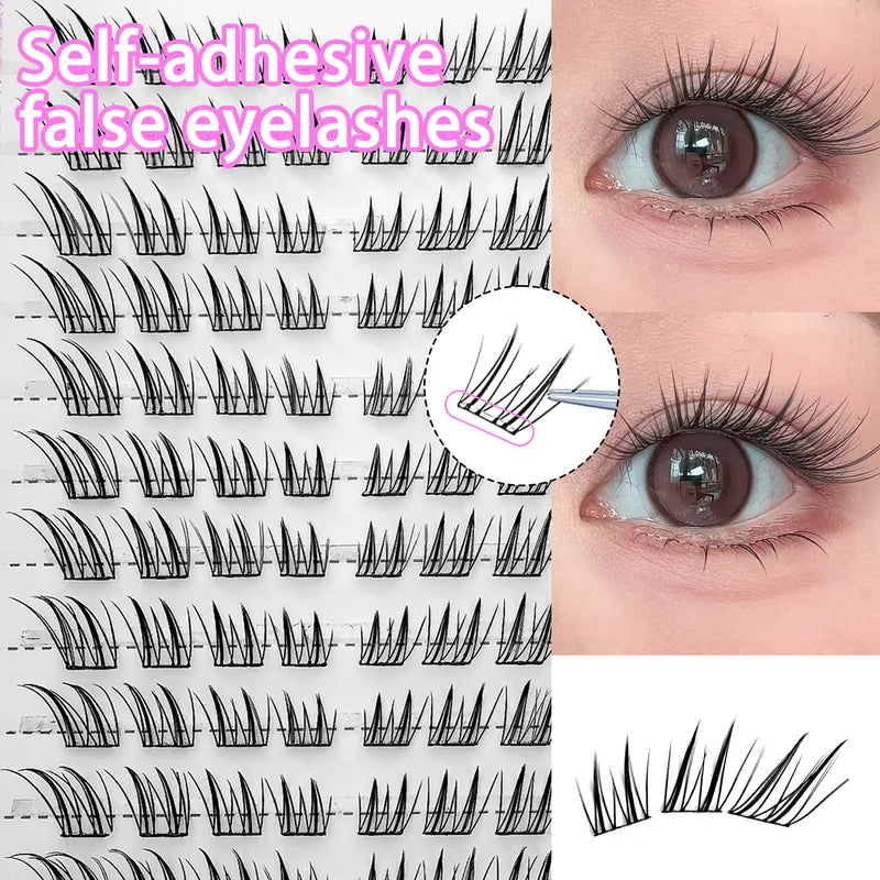Fox Eye Glue-Free False Eyelashes - Natural Winged Style, Reusable, Beginner Friendly