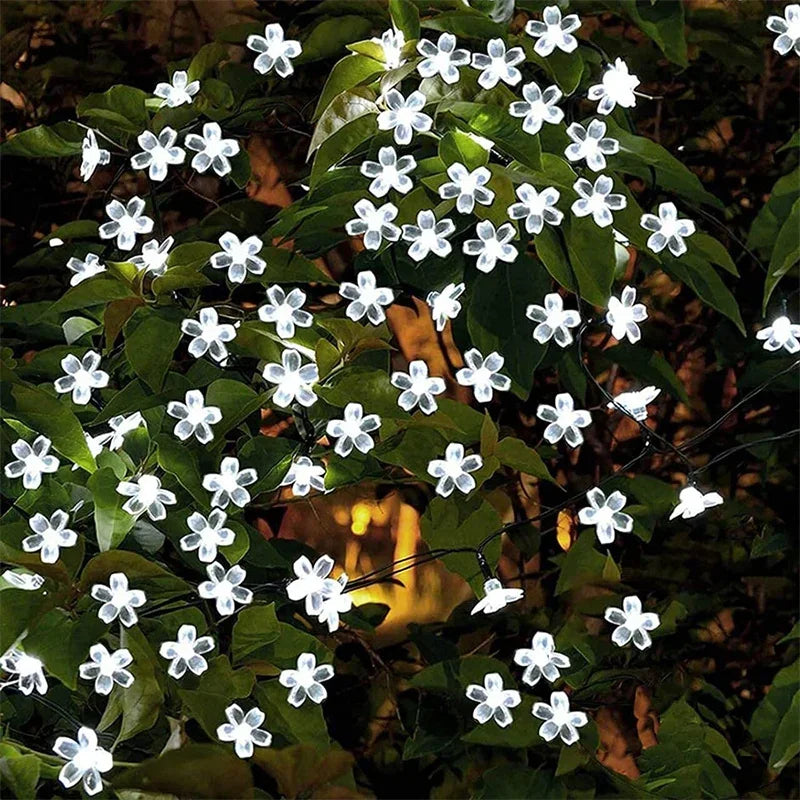 Solar Cherry Garden Blossom String Lights Waterproof Outdoor Decoration