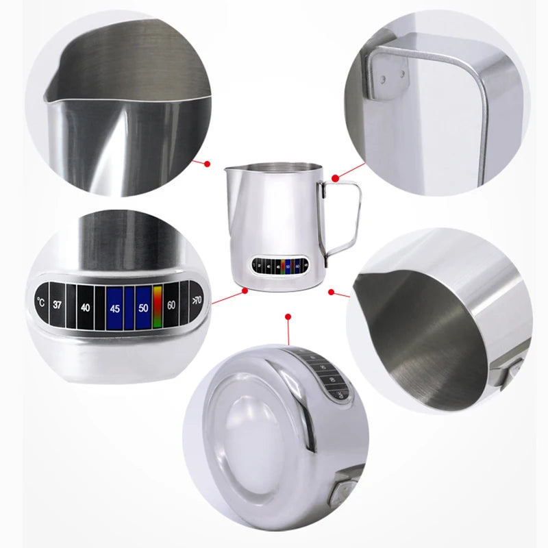 Stainless Steel Milk Frothing Pitcher with Temperature Display - Barista Latte Art Jug