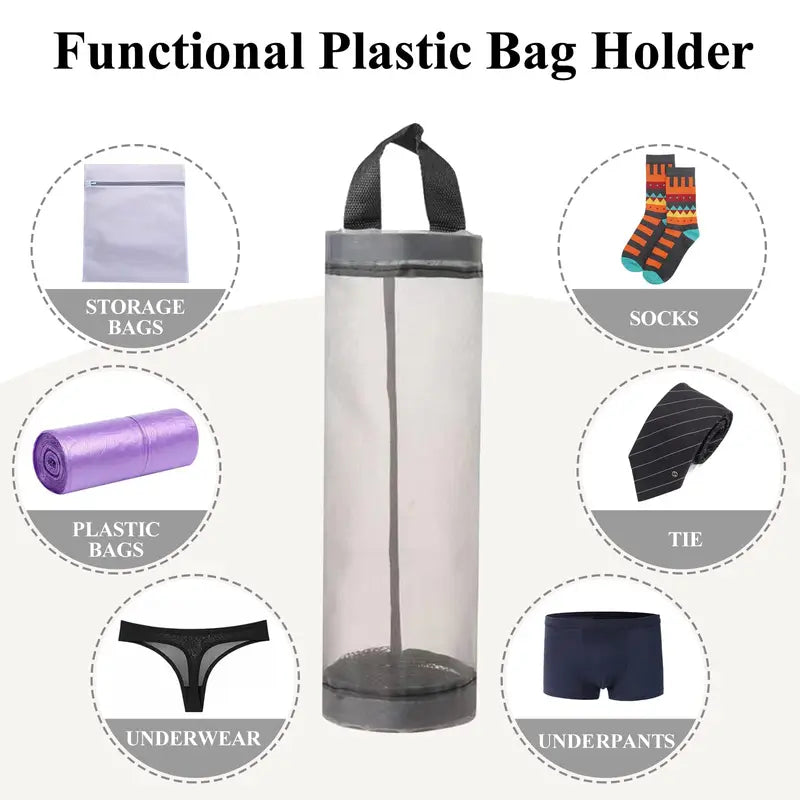 Wall Mount Mesh Storage Bag for Kitchen Garbage and Reuse - Grey