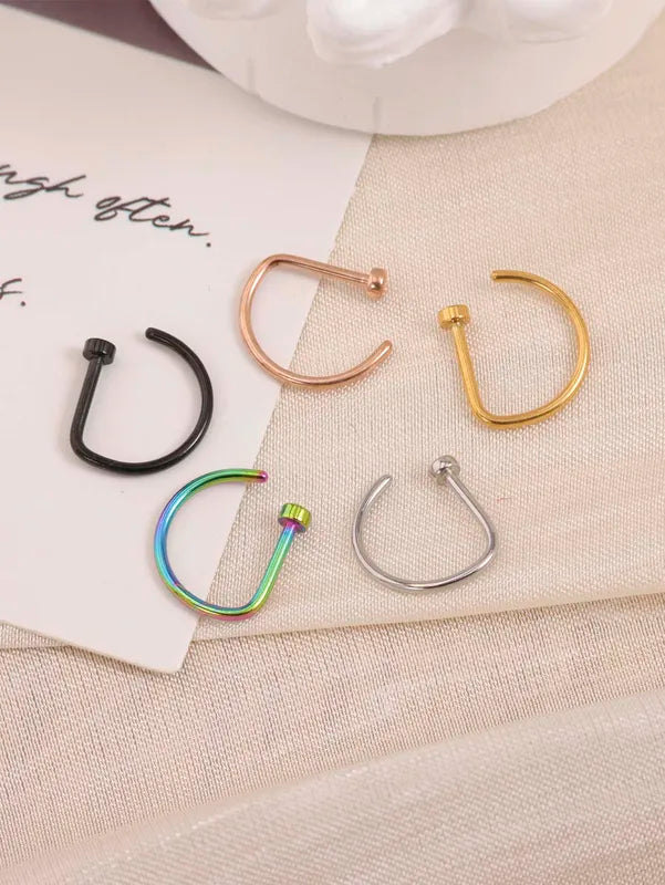 Fake Nose Rings Set - Non Piercing Clip-On Lip & Septum Jewelry for Women Men
