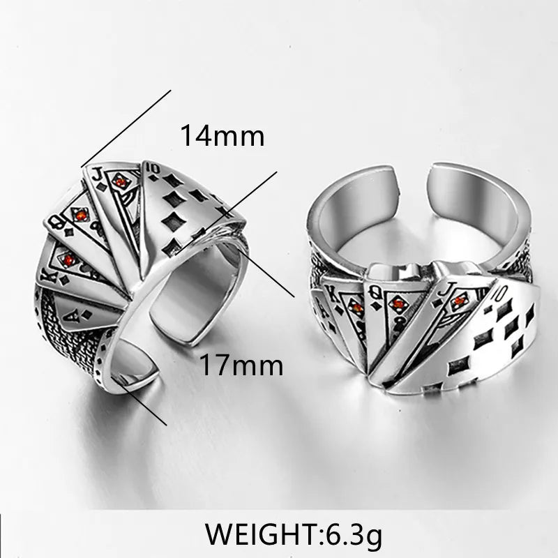 Vintage Lucky Poker Rings for Women & Men - Card Playing Finger Jewelry