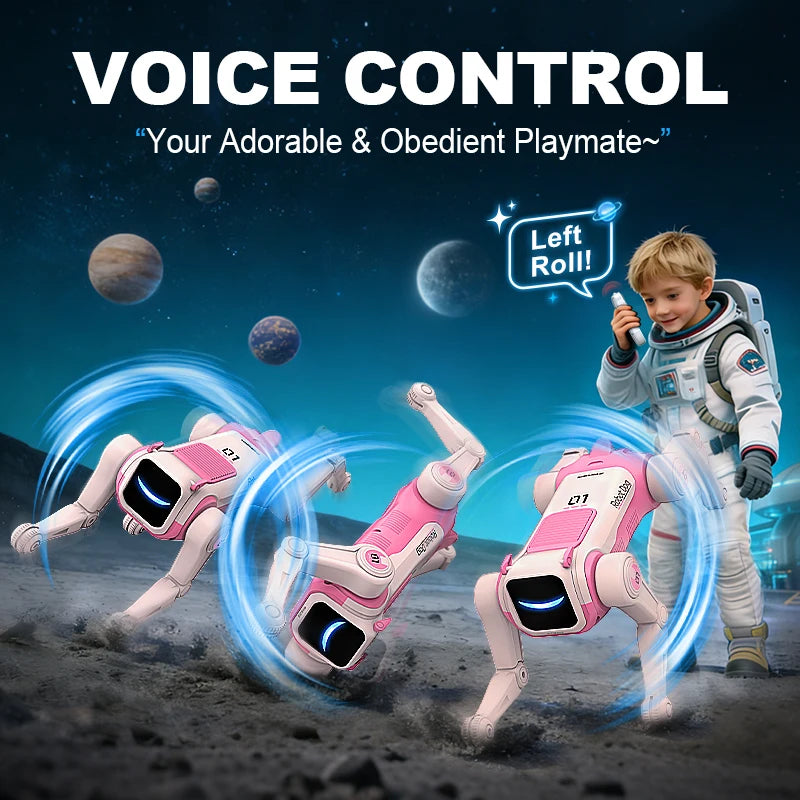 Interactive Robotic Dog Toy with Voice Control & Stunts - Kid's Gift