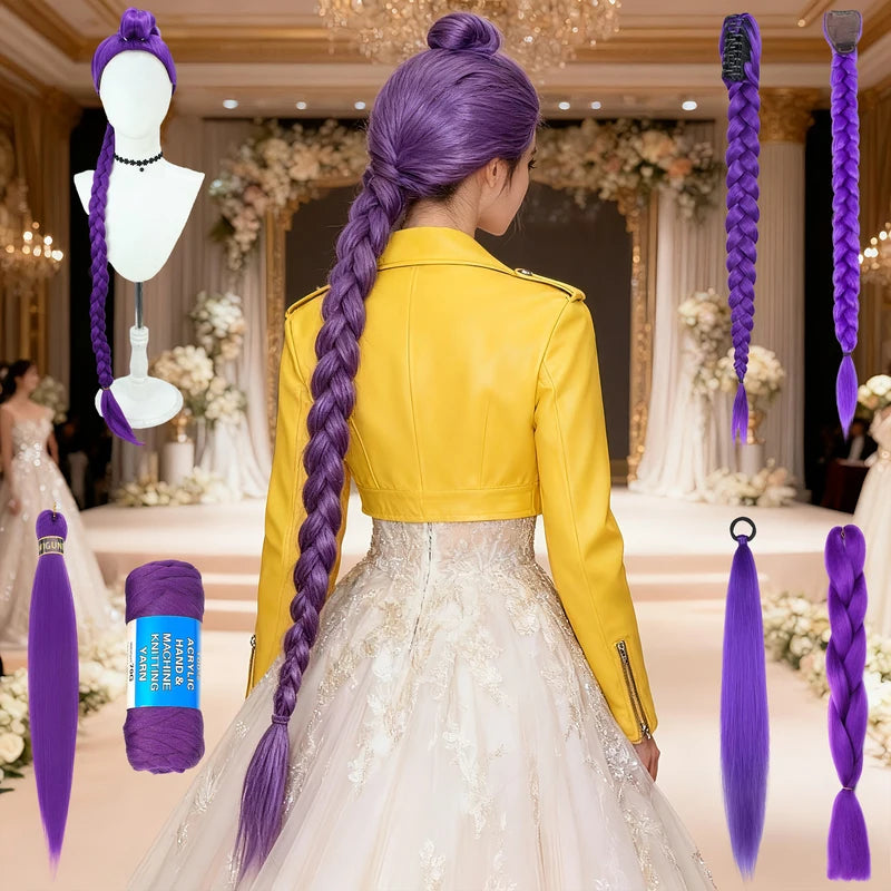 Synthetic Braided Ponytail Hair Extensions for Kids & Girls - Long Costume Hairstyle with Clips