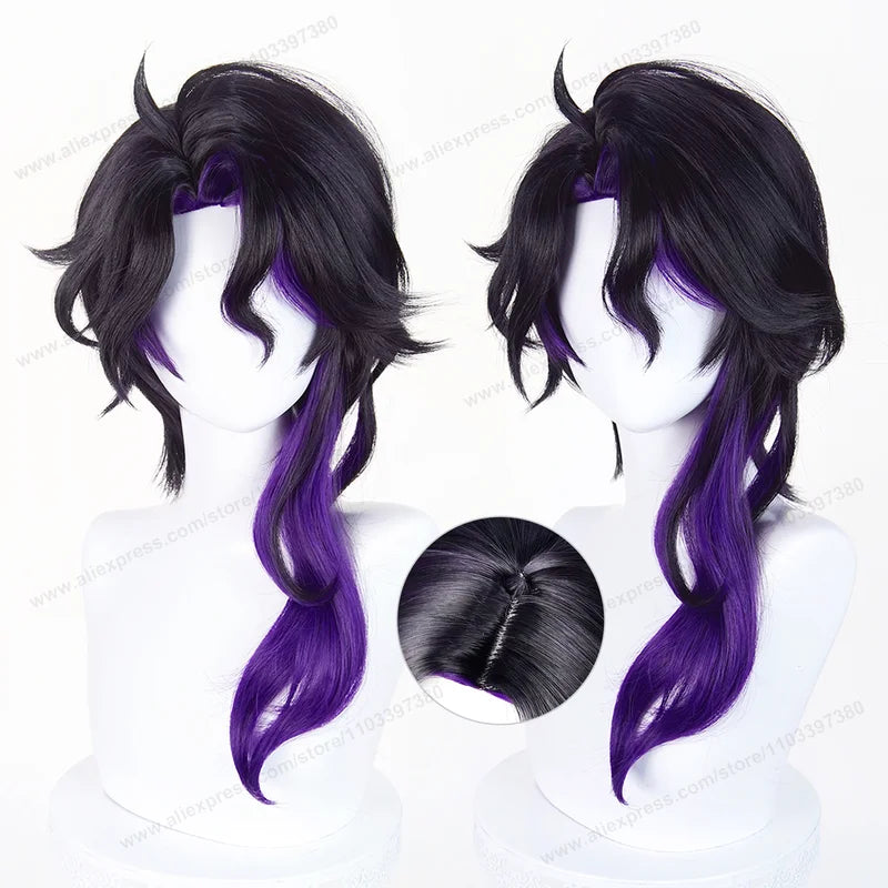 Cosplay Wig 52cm Long Synthetic Man Hair Fatui Halloween Heat Resistant Costume Wig