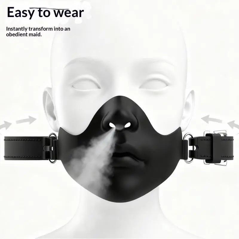 Black Silicone Half Face Mask with Adjustable Strap for Halloween Cosplay Party