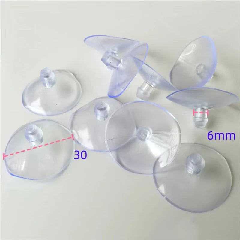 Strong Vacuum Suction Cups for Glass & Surfaces - Clear, Soft PVC, 18-30mm