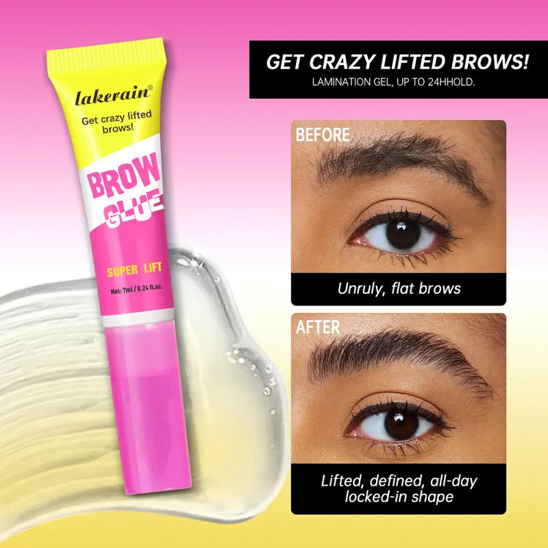 Long Lasting Brow Gel with Comb - Strong Hold Clear Eyebrow Styling Wax