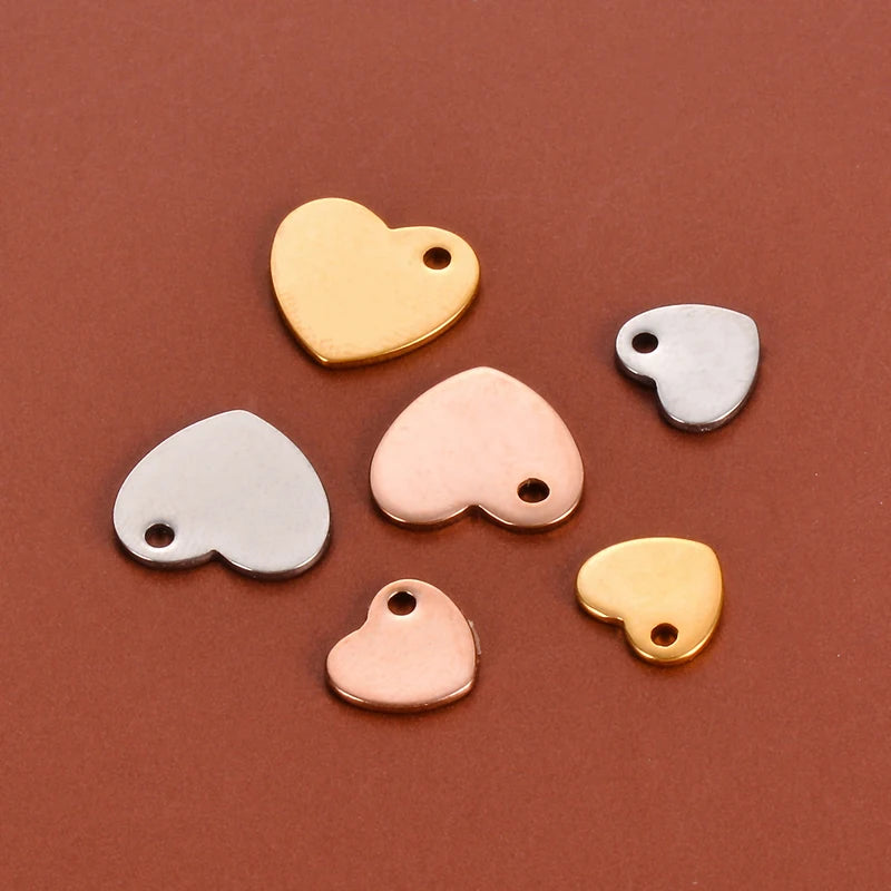100pcs Stainless Steel Heart Charms for DIY Jewelry Making - Versatile Jewelry Accessories