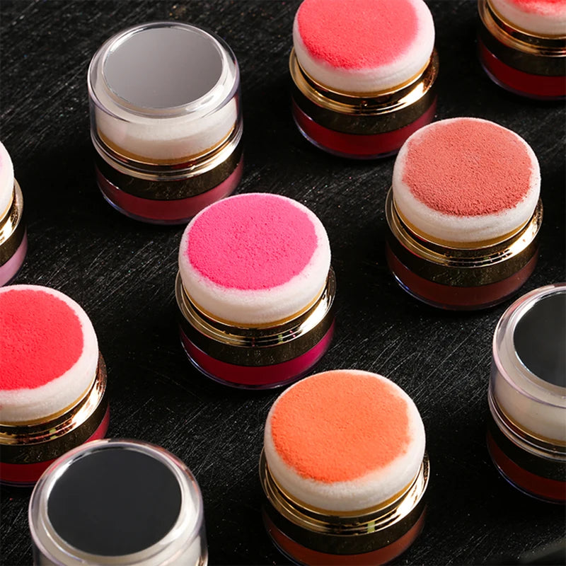 11-Color Blush Powder Puff Set with Mirror - Vegan Makeup Sponge & Foundation