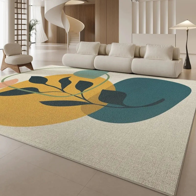 Watercolor Abstract Area Rug Non-Slip Washable Minimalist Carpet for Living Room & Bedroom