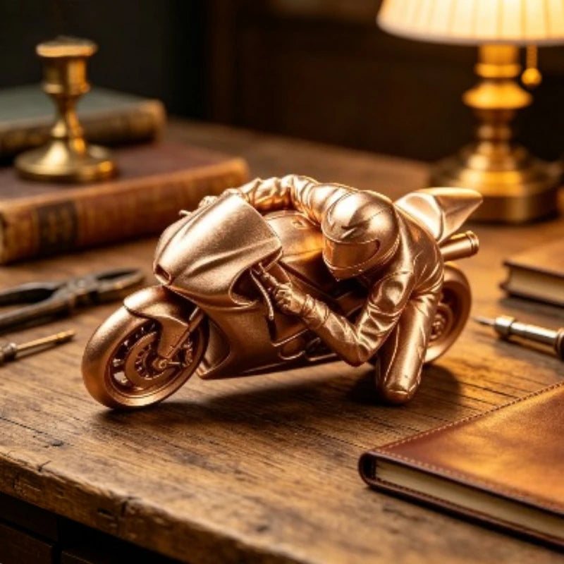 Mini Racing Motorcycle Rider Figurine - 3D Printed Desk Ornament & Gaming Decor