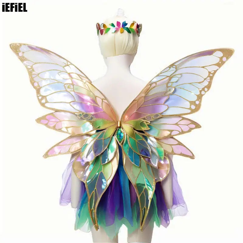 Fairy Elf Costume Wings Set with Elf Ears, Fairy Stick & Garland for Cosplay & Party