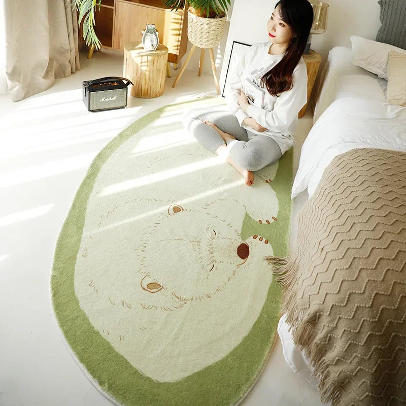 Cute Bear Bedside Rug - Non-Slip Fluffy Child Bedroom Floor Mat