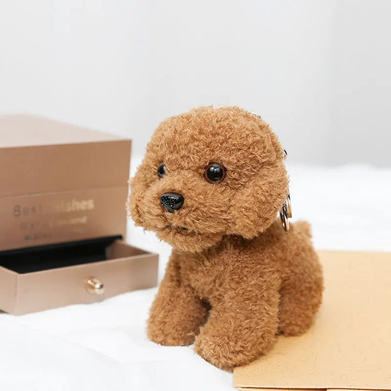 12cm Cute Teddy Dog Plush Keychain Small Pendant Kids Toy Backpack Accessory Christmas Gift