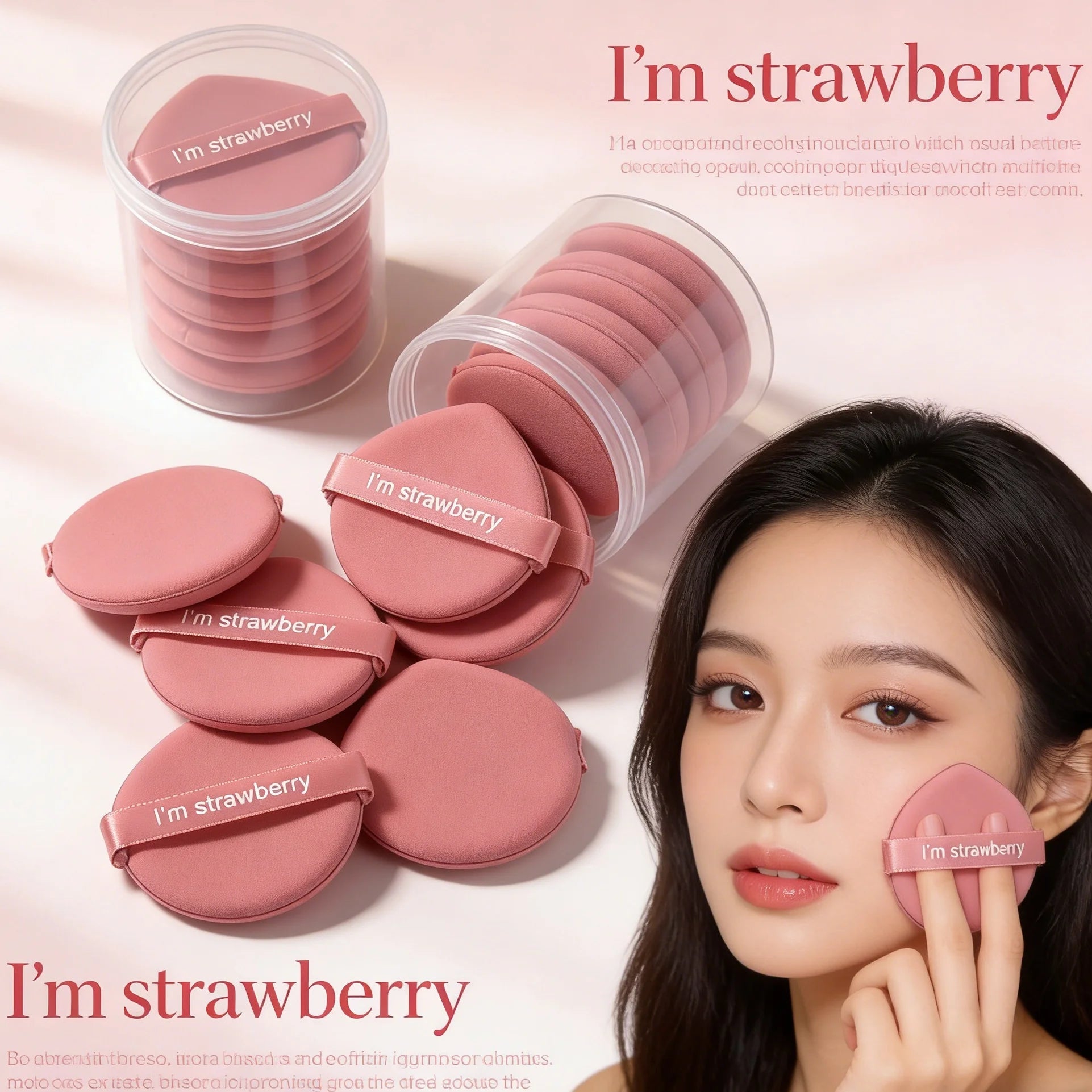 Pink Drop-Shaped Makeup Powder Puffs Set of 7 for Face & Foundation