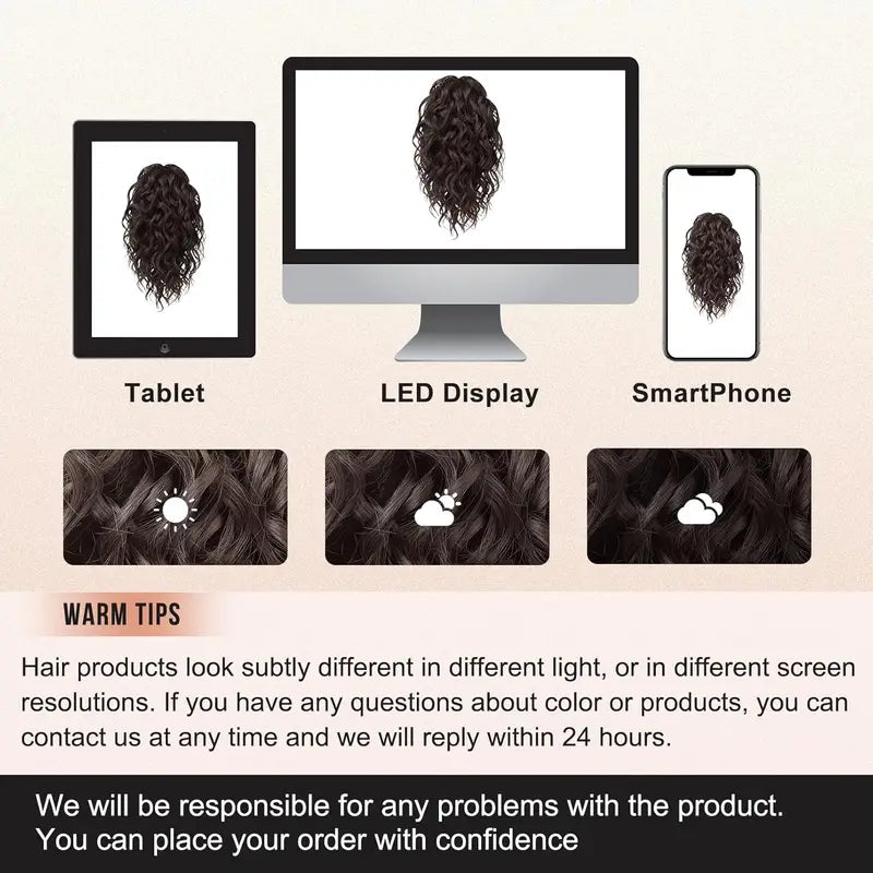 Short Curly Synthetic Claw Clip Ponytail Hair Extensions for Women - High Temperature Fiber Ponytail Hairpiece