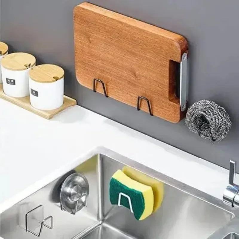 Stainless Steel Sink Sponge Holder with Adhesive Kitchen Organizer