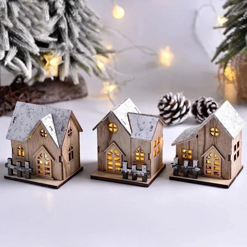 Christmas LED Wooden House Cabin Decor for Xmas & New Year - Festive Home Decoration