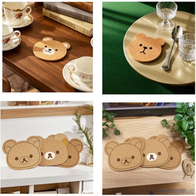 Kids Cartoon Animal Drink Coasters Set - Rilakkuma Dining Table Accessories
