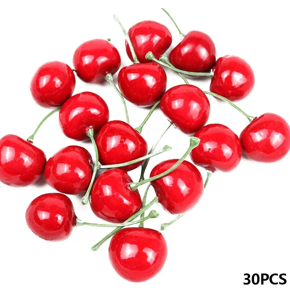 Artificial Cherry Fruit Model 30Pcs Food Photography Props Home Decor