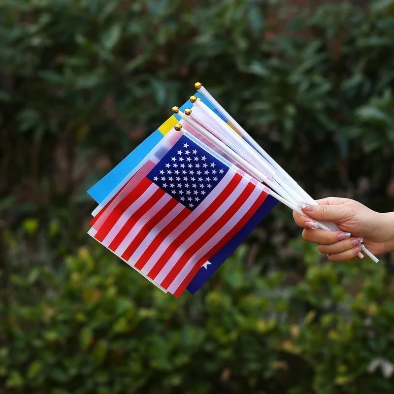 32 Countries International Mini Handheld Flag Set for Sports Events & Festivals