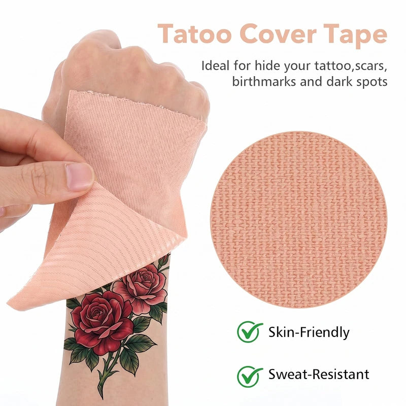 Tattoo Cover Up Tape Skin-Tone Sweatproof Concealing Tape for Tattoos & Scars