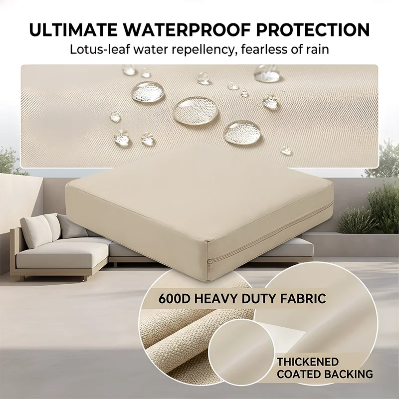 Outdoor Patio Cushion Covers Replacement - Water-Resistant & Windproof Seat Slipcovers