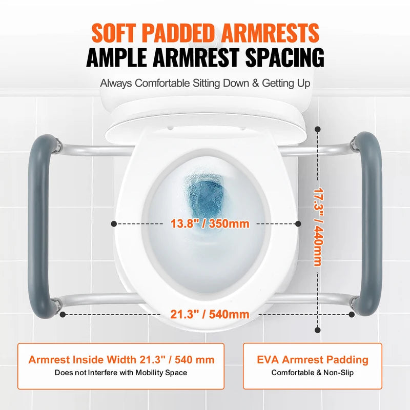 Raised Toilet Seat 3.5 Inch Height, Supports 300 lbs with Handrail