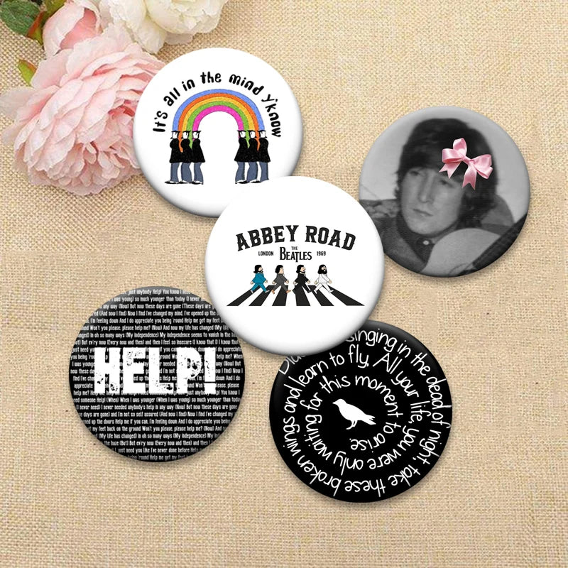 Music Band Badge Pins - Beatles Round Creative Brooches for Clothes & Bags
