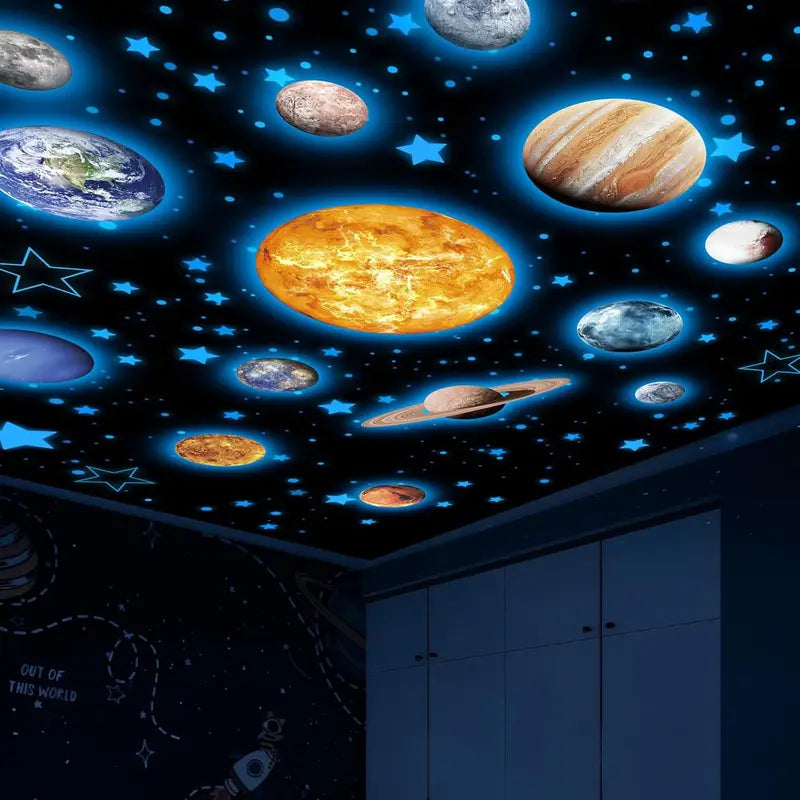 757PCS Glow in The Dark Planet Wall Stickers for Kids Bedroom Ceiling Decor