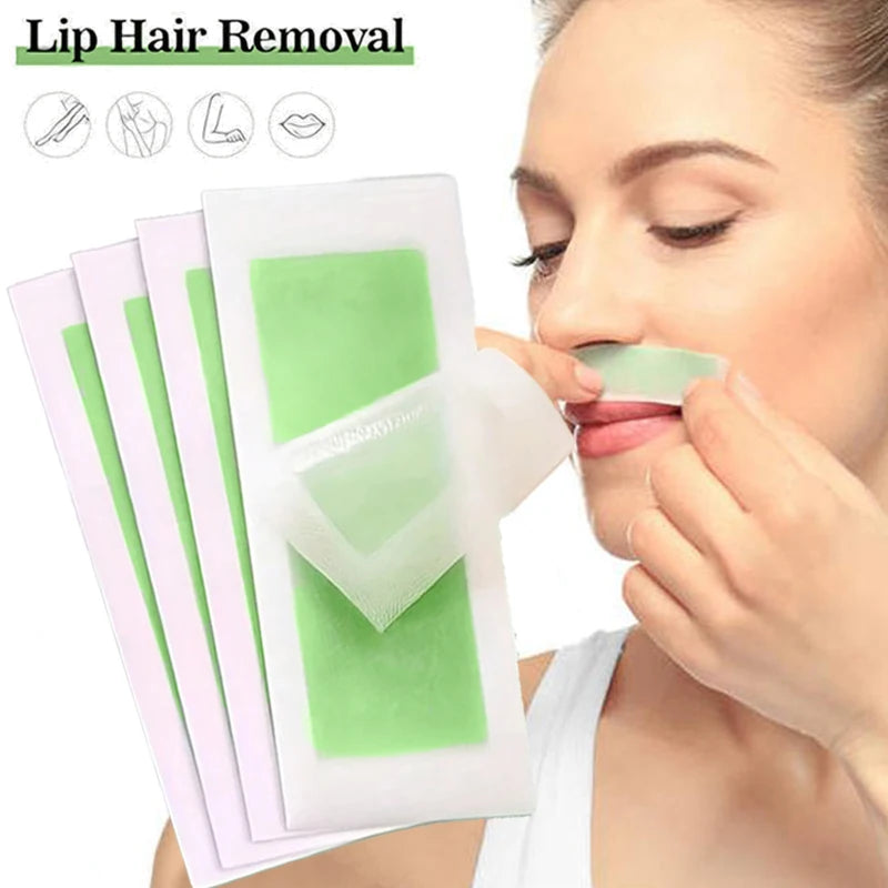 Painless Hair Removal Strips Kit for Face, Eyebrows, Arms & Legs - Quick & Gentle