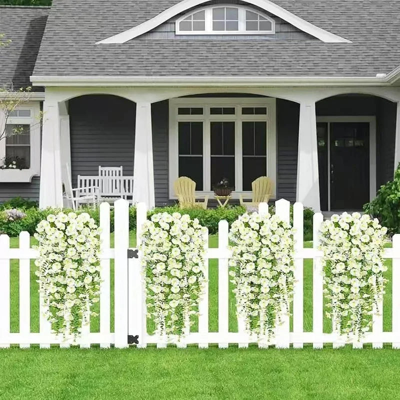 Artificial Morning Glory Wall Hanging - Faux Violet Vines for Home Garden Wedding Decor