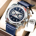 Men's Waterproof Luminous Sport Quartz Wristwatch with Leather Strap