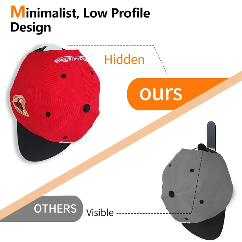 Wall Mounted Baseball Cap Hooks No Trace Storage Rack for Hats and Accessories