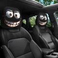 2Pcs Cartoon Big-Eyed Car Headrest Covers, Universal Fit for Travel & Daily Use