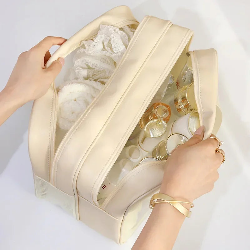 Large Capacity Makeup & Toiletry Travel Bag - Wet Dry Separation Portable Storage