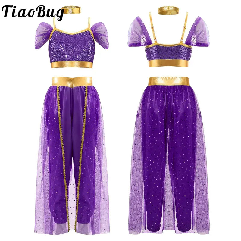 Kids Girls Halloween Arabian Princess Costume Set for Stage & Party