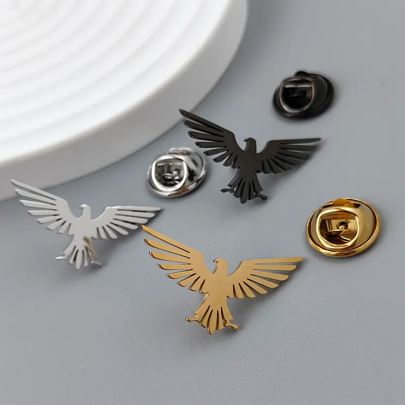 Eagle Stainless Steel Brooch Lapel Pin for Men Business & Wedding Gift